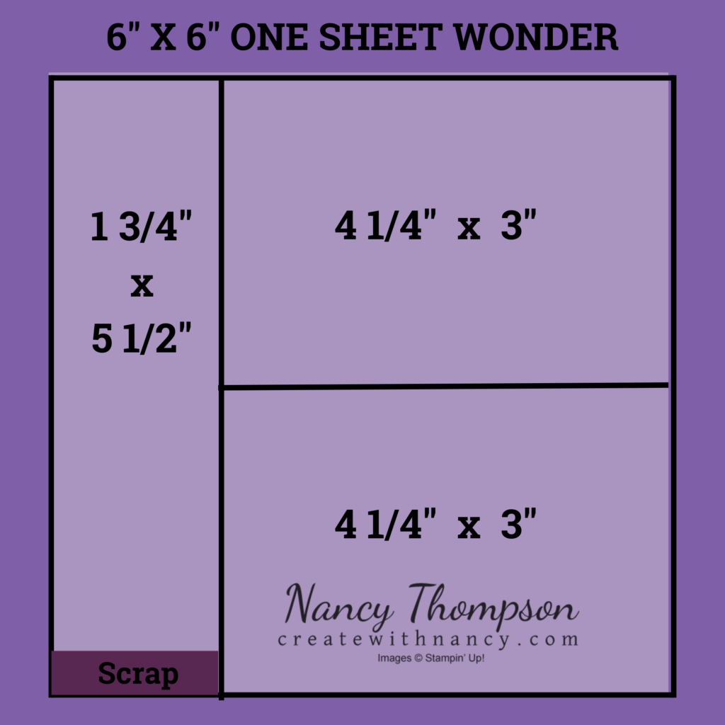 This is a 6x6 One Sheet Wonder Template that has measurements for cutting the necessary pieces for 3 cards.